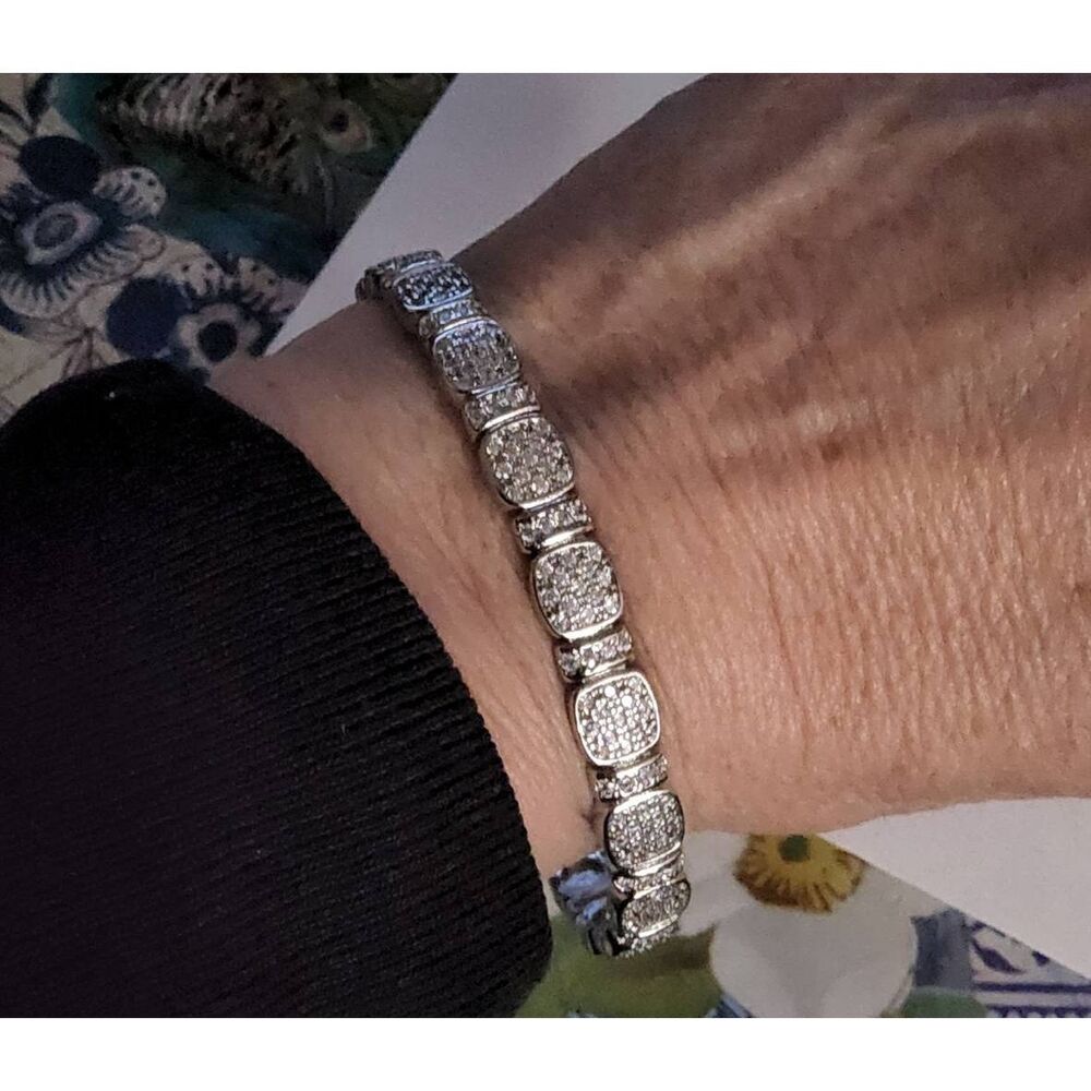 CERTIFIED 3Ct. Round Pave Genuine Moissanite Diamond Cuff Style Bracelet - Picture 3 of 9